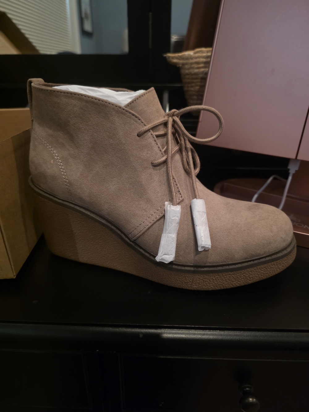 Dr. Scholl's Taupe Suede Wedge Ankle Booties